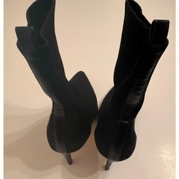 Catherine Malandrino Knit Pointed Toe 3.5" Heel Ankle Boots Size 8.5 Black - Picture 3 of 5